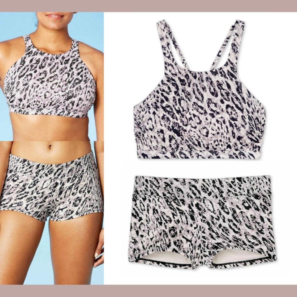 NWT All in Motion Bikini Top ( Small ) Boyshort Bottom ( Medium ) Animal SET‎